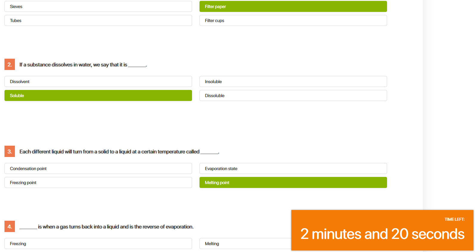 Actual quiz page screenshot
